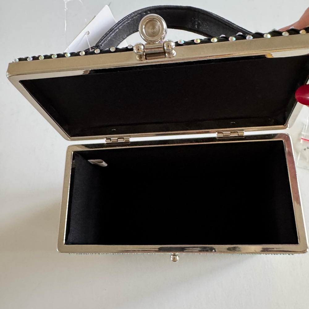 Evening Purse, Boxy, Silver Hardware, Covered in rhinestones (2 missing) NWT - Picture 4 of 5